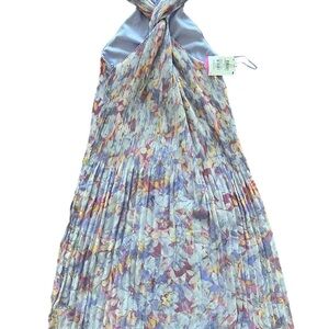 RDI Multicolored Pleated Crossover Halter Sundress